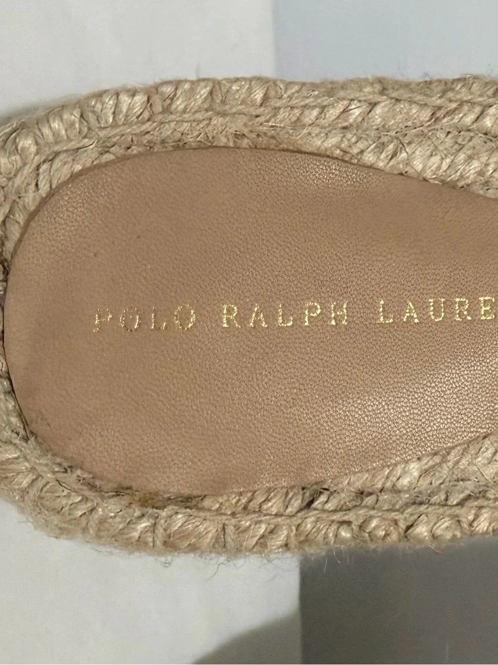 Polo by Ralph Lauren Cream Espadrille Slide Sandals with Red and Navy Stripes